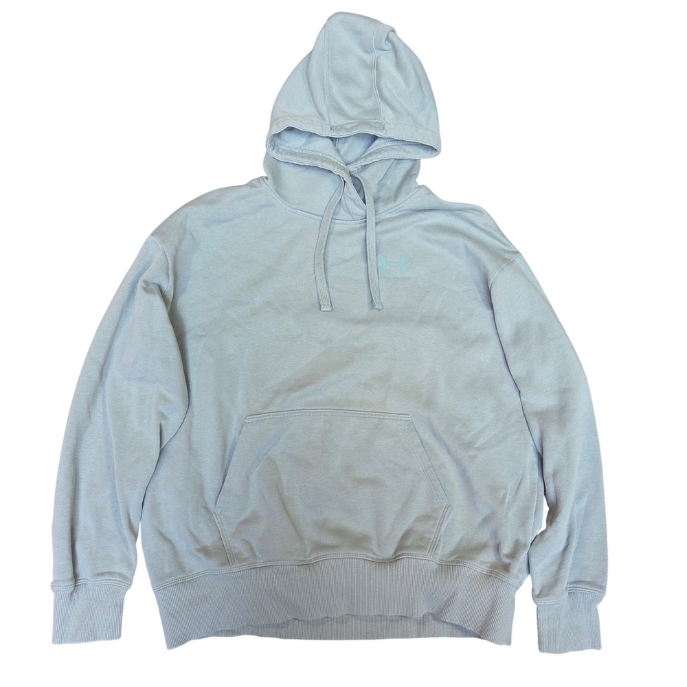 Under Armour Womens Loose Fit Pullover Hoodie Light Blue Small Fleece Sporty